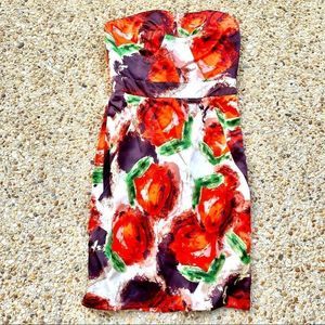 J. Crew Silk Floral Strapless Sample Lined Dress Size 6
